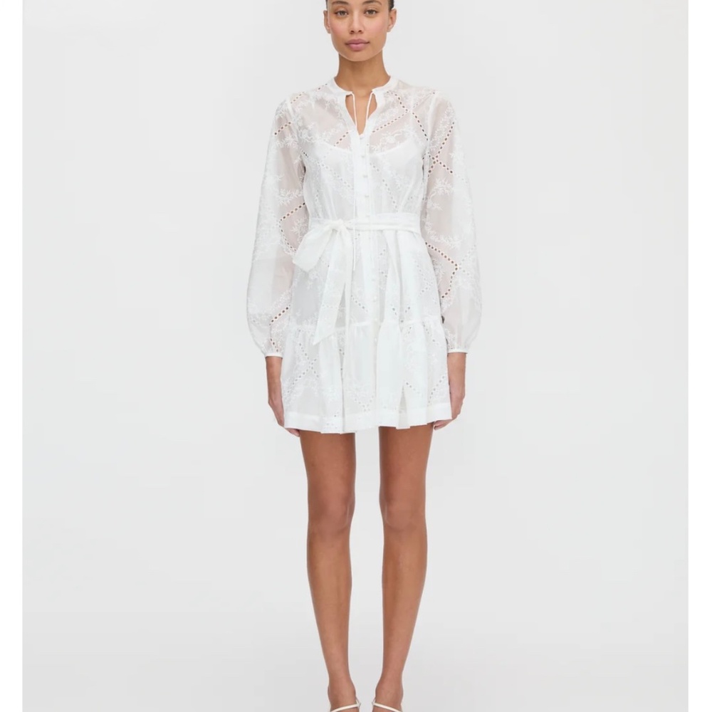 Hill House Mini Dress in White Eyelet - Picture 3 of 3